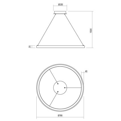 Redo 01-2676 - Led Dimmable κρεμαστό φωτιστικό οροφής ICONIC LED/60W/230V διάμετρος 78 cm χρυσαφί