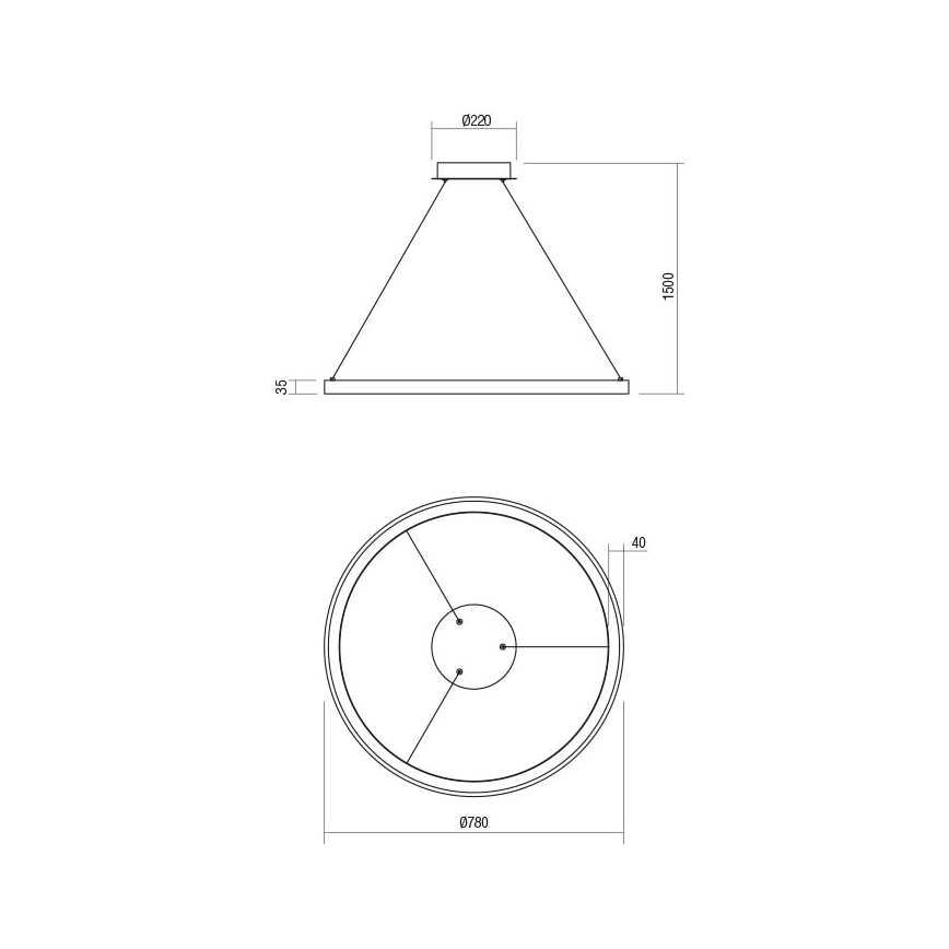 Redo 01-2677 - Led Dimmable κρεμαστό φωτιστικό οροφής ICONIC LED/60W/230V διάμετρος 78 cm μαύρο