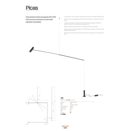 Redo 01-2695 - Επιδαπέδιο φωτιστικό LED με ρύθμιση φωτεινότητας PICAS LED/12W/230V μαύρο