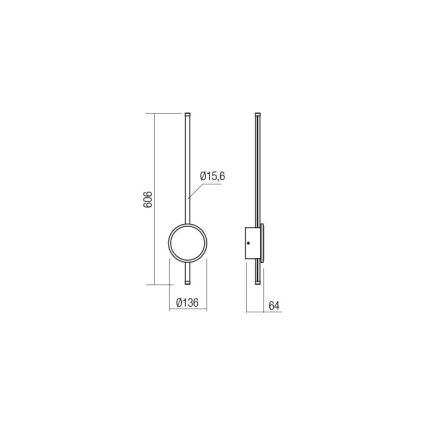 Redo 01-2700 - Φωτιστικό τοίχου LED DIAZ LED/18W/230V CRI 90 χρυσό