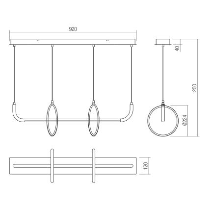 Redo 01-2705 - LED κρεμαστό φωτιστικό σε καλώδιο OLIMP LED/40W/230V 3000/4000/6500K μαύρο