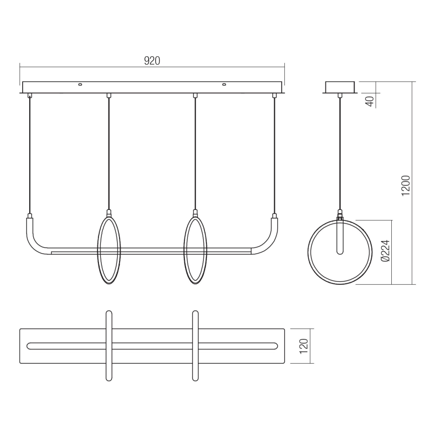Redo 01-2705 - LED κρεμαστό φωτιστικό σε καλώδιο OLIMP LED/40W/230V 3000/4000/6500K μαύρο