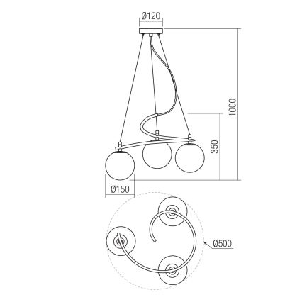 Redo 01-2715 - Κρεμαστό φωτιστικό οροφής VOLLEY 3xE14/28W/230V χρυσαφί