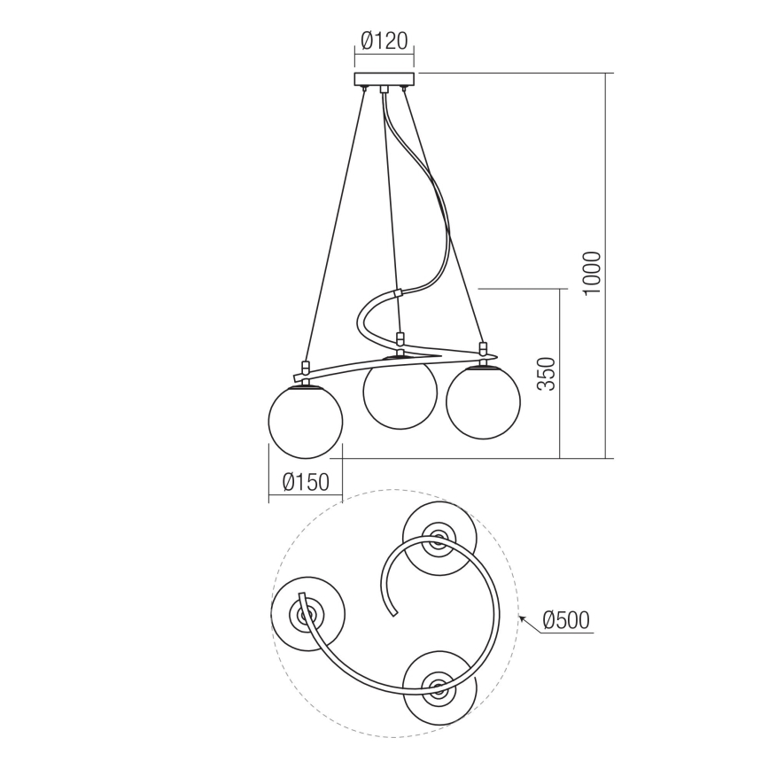 Redo 01-2715 - Κρεμαστό φωτιστικό οροφής VOLLEY 3xE14/28W/230V χρυσαφί