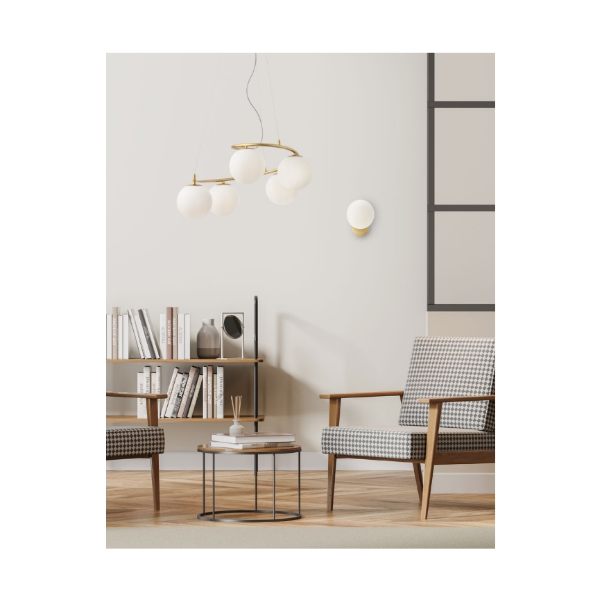 Redo 01-2719 - Κρεμαστό φωτιστικό οροφής VOLLEY 5xE14/28W/230V χρυσαφί