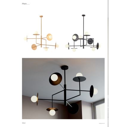 Redo 01-2733 - Κρεμαστό φωτιστικό PLATO 6xG9/10W/230V χρυσό