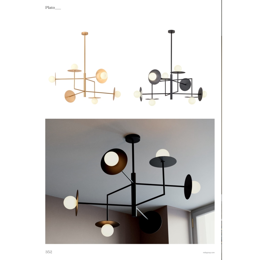 Redo 01-2733 - Κρεμαστό φωτιστικό PLATO 6xG9/10W/230V χρυσό