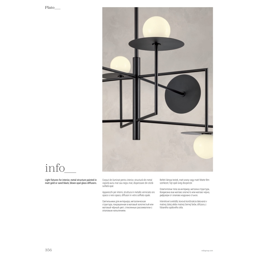 Redo 01-2733 - Κρεμαστό φωτιστικό PLATO 6xG9/10W/230V χρυσό