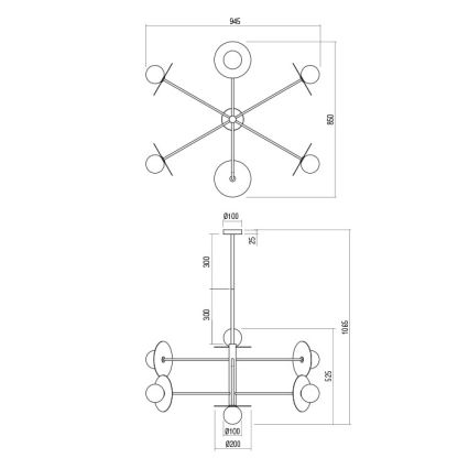 Redo 01-2733 - Κρεμαστό φωτιστικό PLATO 6xG9/10W/230V χρυσό