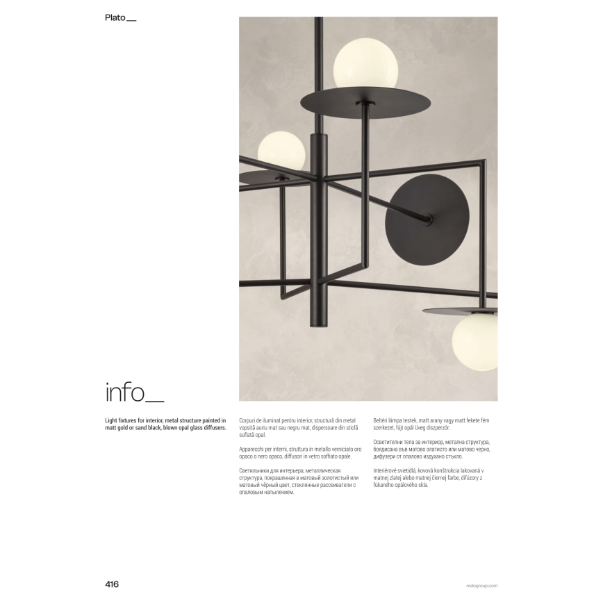 Redo 01-2735 - Πολυέλαιος σε ράβδο PLATO 8xG9/10W/230V χρυσό