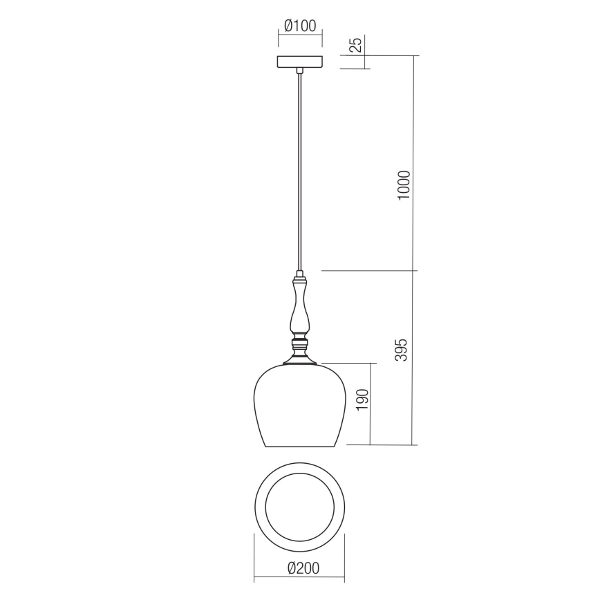 Redo 01-2740 - Κρεμαστό φωτιστικό οροφής TOLL 1xE27/42W/230V μπρονζέ