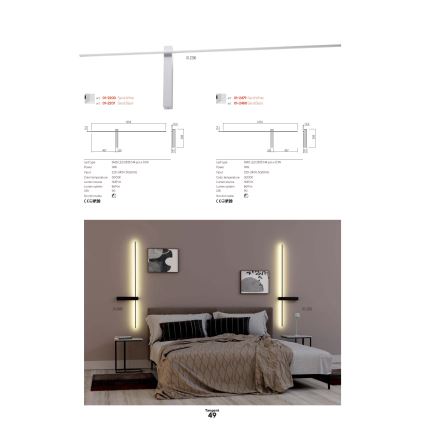 Redo 01-2744 - Επιτοίχιο φωτιστικό LED TANGENT LED/13W/230V 3000K 63,4 cm CRI 90 λευκό