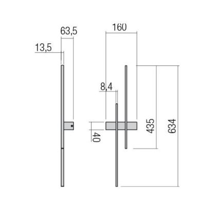 Redo 01-2745 - Επιτοίχιο φωτιστικό LED TANGENT LED/13W/230V CRI 90 μαύρο