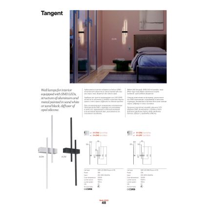 Redo 01-2747 - Επιτοίχιο LED φωτιστικό TANGENT LED/13W/230V CRI 90 μαύρο