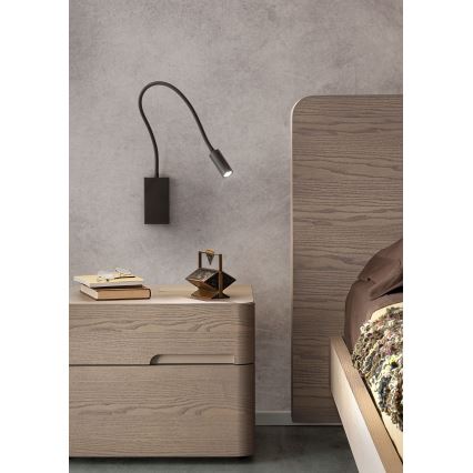 Redo 01-2755 - Ευέλικτο φωτιστικό LED WALLIE LED/3W/230V USB CRI 90 μαύρο