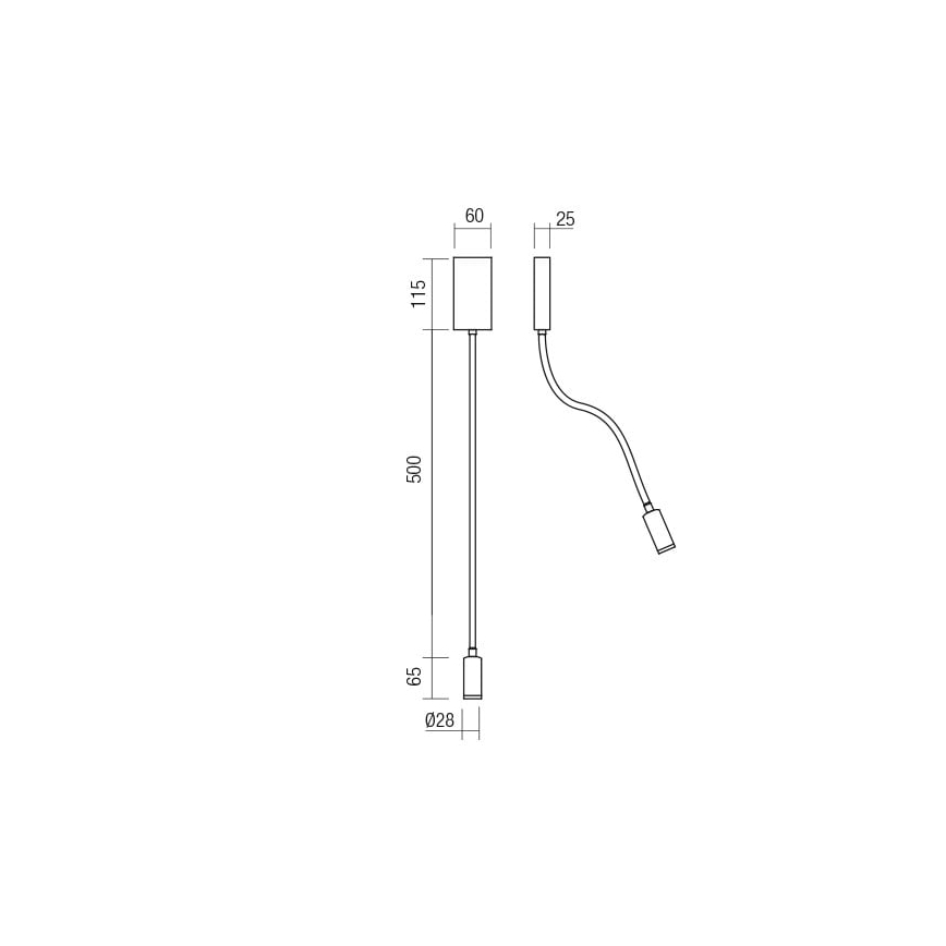 Redo 01-2755 - Λάμπα τοίχου LED WALLIE LED/3W/230V USB CRI 90 μαύρο