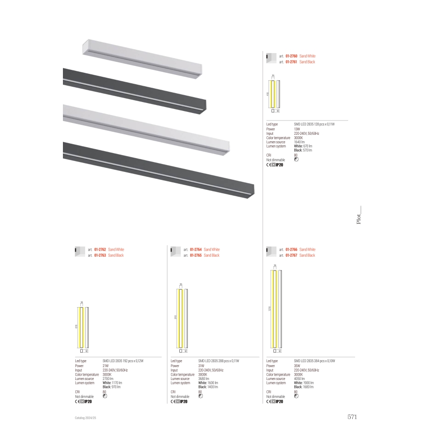 Redo 01-2764 - LED επιτοίχιο φωτιστικό PLOT LED/31W/230V 90 cm λευκό