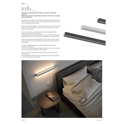 Redo 01-2765 - LED επιτοίχιο φωτιστικό PLOT LED/31W/230V 90 cm μαύρο