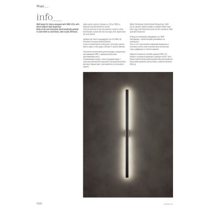 Redo 01-2769 - Φωτιστικό τοίχου LED WAPI LED/23W/230V 90,5 cm μαύρο