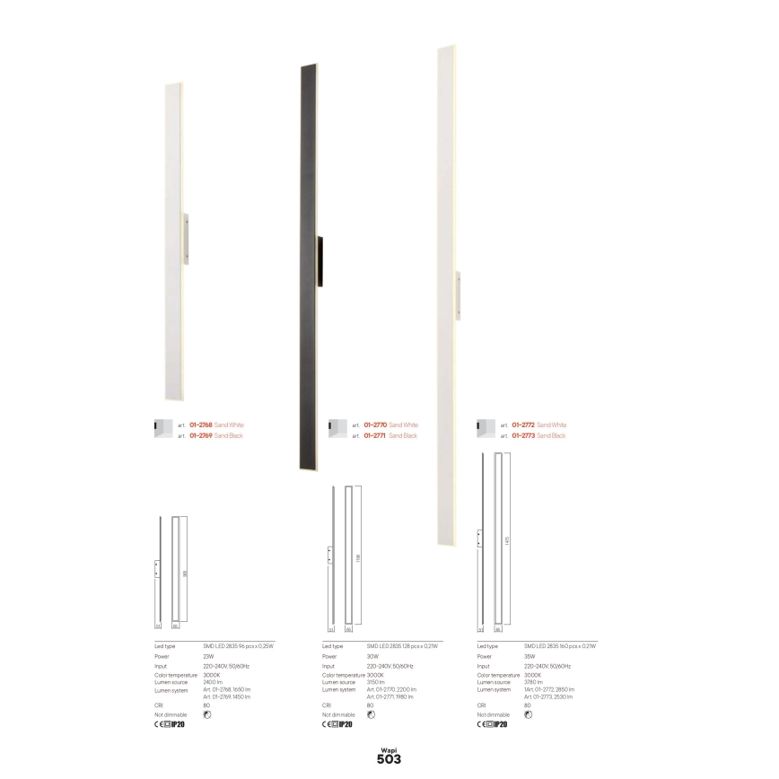 Redo 01-2770 - LED Επιτοίχιο φωτιστικό WAPI LED/30W/230V 119 cm λευκό