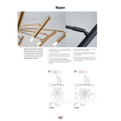 Redo 01-2776 - Κρεμαστό φωτιστικό RAYEN 16xG9/10W/230V μπρονζέ