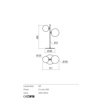 Redo 01-2784 - Eπιτραπέζια λάμπα ROY 2xG9/10W/230V
