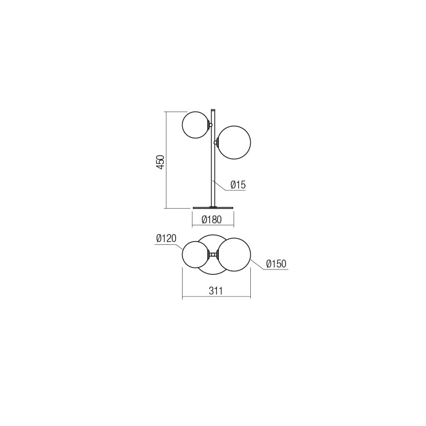 Redo 01-2784 - Eπιτραπέζια λάμπα ROY 2xG9/10W/230V