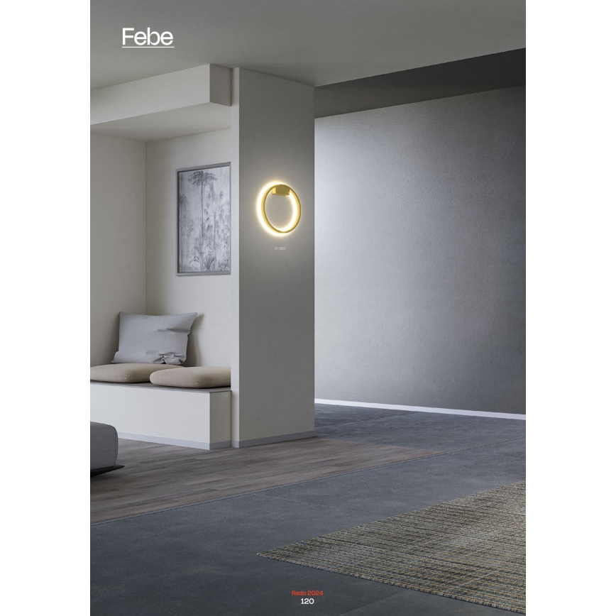 Redo 01-2817 - Επιτοίχιο φωτιστικό dimming LED FEBE LED/24W/230V χρυσαφί