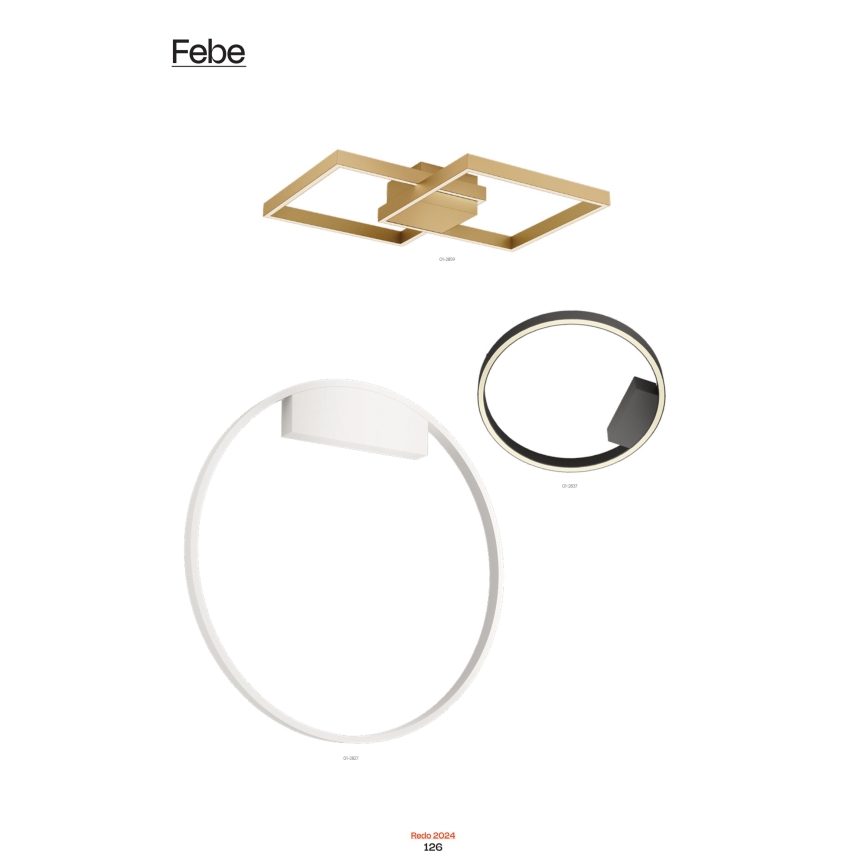 Redo 01-2817 - Επιτοίχιο φωτιστικό dimming LED FEBE LED/24W/230V χρυσαφί