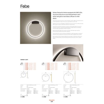 Redo 01-2817 - Επιτοίχιο φωτιστικό dimming LED FEBE LED/24W/230V χρυσαφί