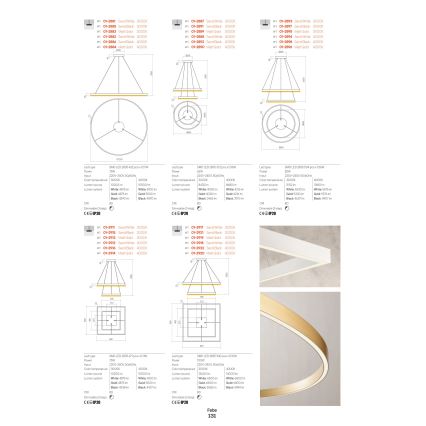 Redo 01-2817 - Επιτοίχιο φωτιστικό dimming LED FEBE LED/24W/230V χρυσαφί