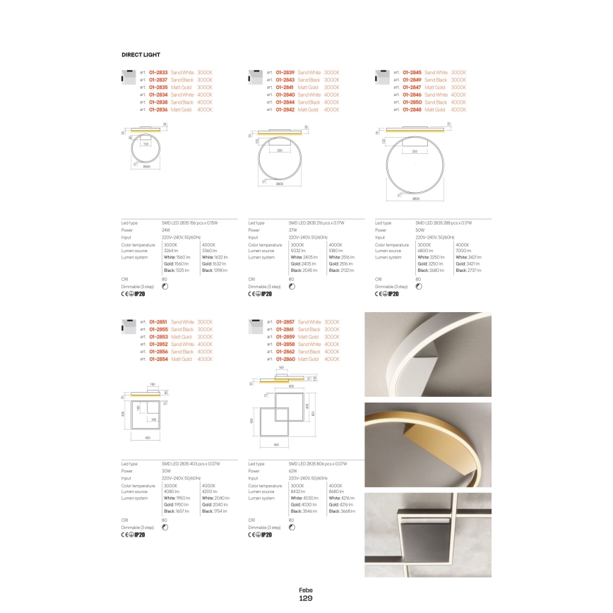 Redo 01-2835 - Ρυθμιζόμενο επιτοίχιο φωτιστικό LED FEBE LED/24W/230V χρυσό