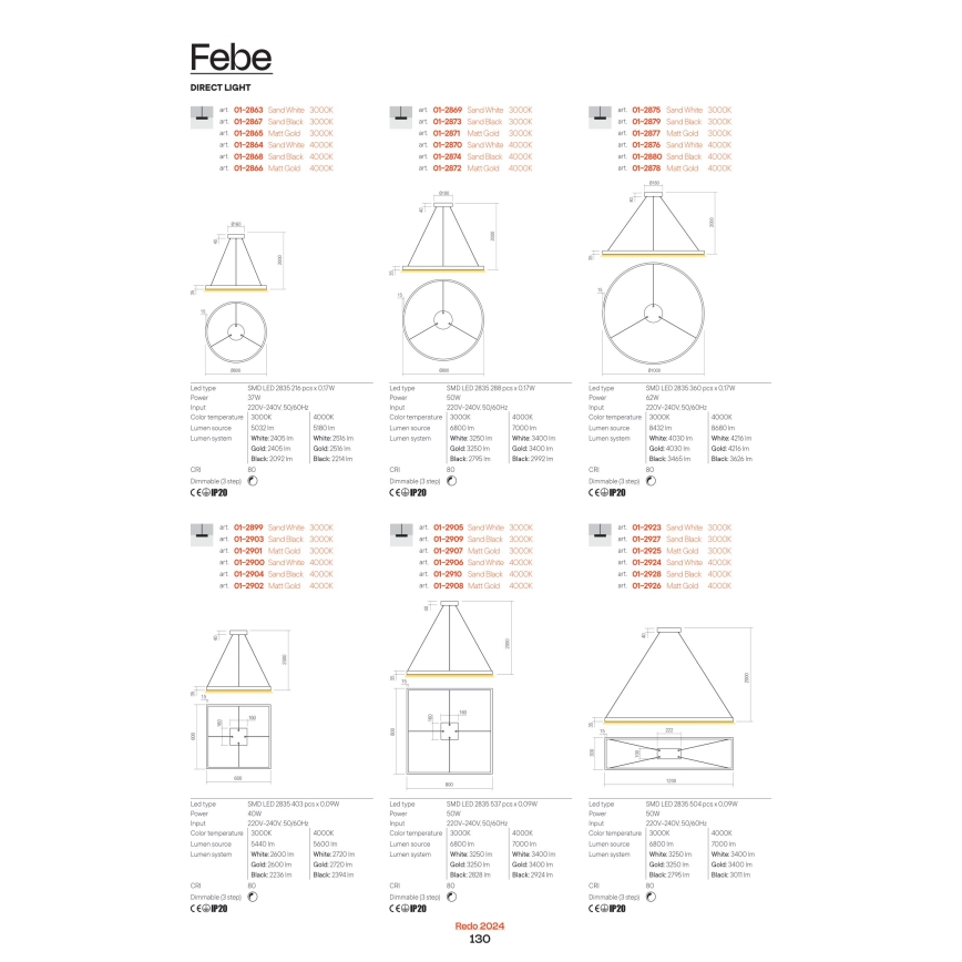 Redo 01-2835 - Ρυθμιζόμενο επιτοίχιο φωτιστικό LED FEBE LED/24W/230V χρυσό