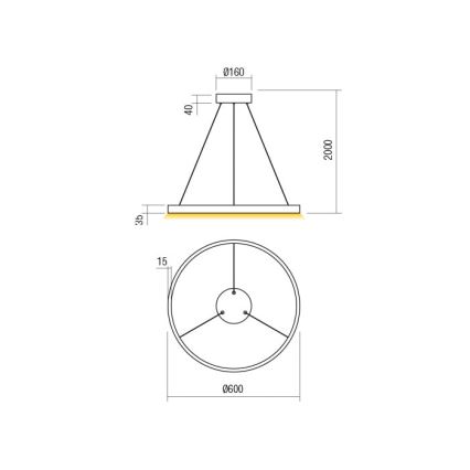 Redo 01-2865 - Led Dimmable κρεμαστό φωτιστικό οροφής FEBE LED/37W/230V χρυσαφί