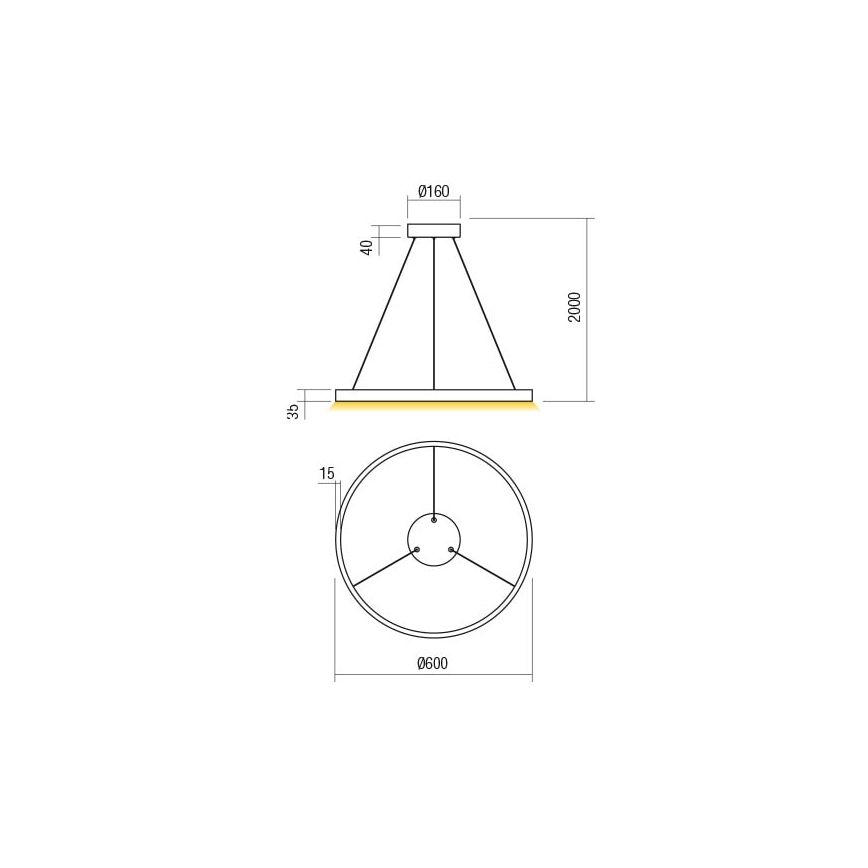 Redo 01-2867 - Led Dimmable κρεμαστό φωτιστικό οροφής FEBE LED/37W/230V μαύρο