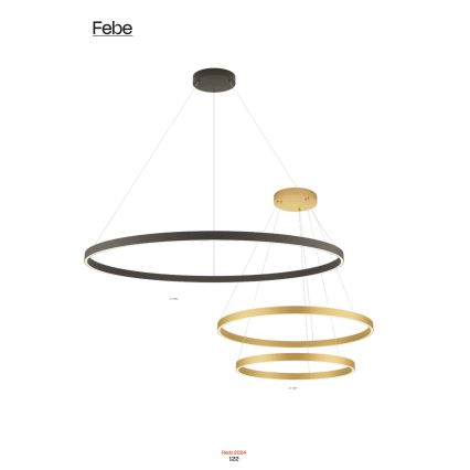 Redo 01-2889 - Ρυθμιζόμενο LED κρεμαστό φωτιστικό με καλώδιο FEBE LED/62W/230V χρυσό