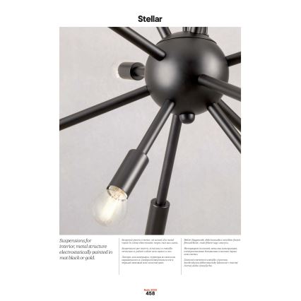 Redo 01-2935 - Κρεμαστό φωτιστικό με καλώδιο STELLAR 18xE14/25W/230V χρυσό