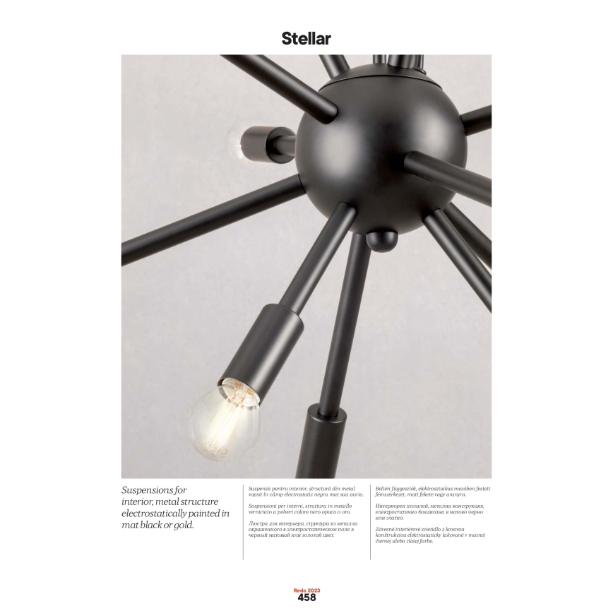 Redo 01-2935 - Κρεμαστό φωτιστικό με καλώδιο STELLAR 18xE14/25W/230V χρυσό