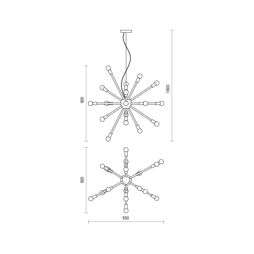 Redo 01-2936 - Κρεμαστό φωτιστικό οροφής STELLAR 18xE14/25W/230V μαύρο