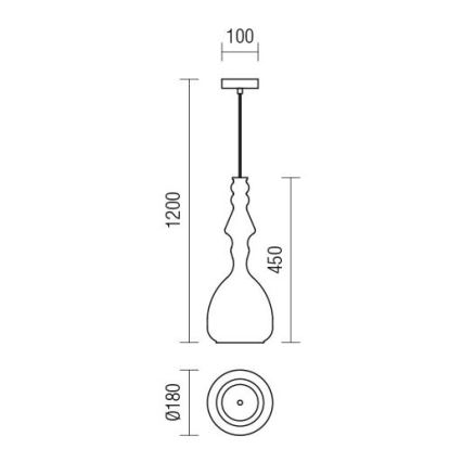 Redo 01-2938 - Κρεμαστό φωτιστικό με καλώδιο AMBIX 1xE27/42W/230V διάμ. 18 cm γκρι