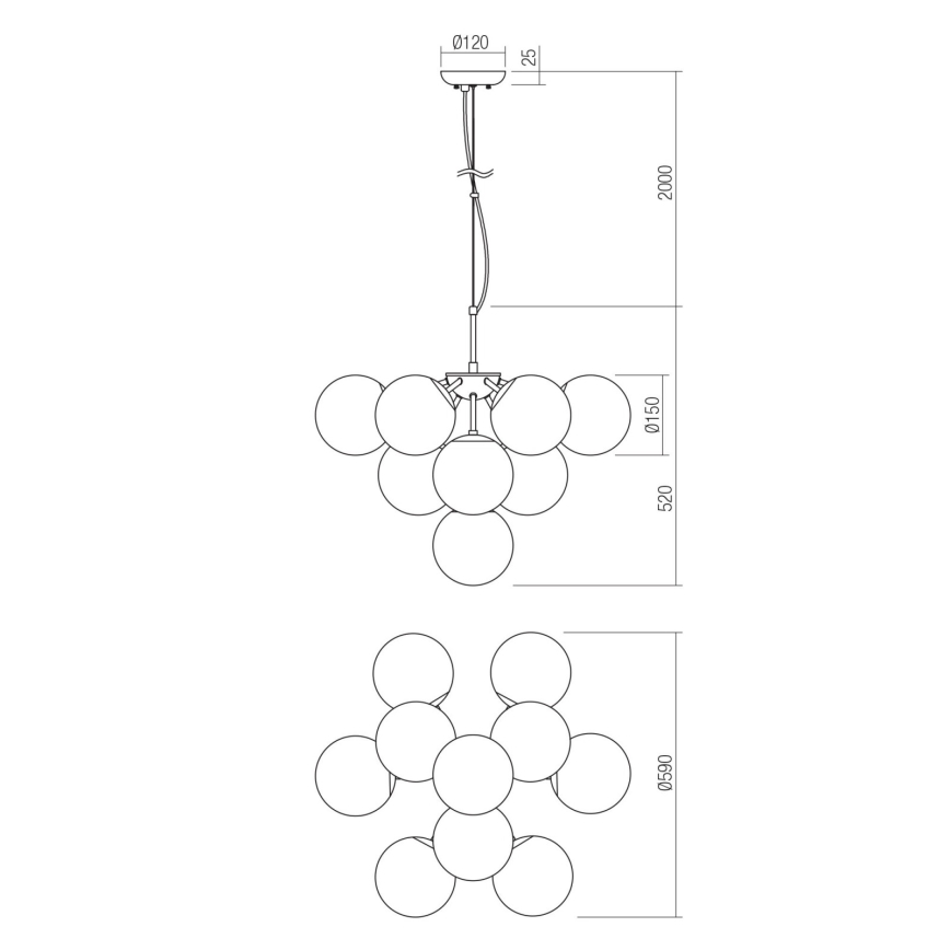 Redo 01-2940 -Κρεμαστό φωτιστικό οροφής AGAPE 10xE14/28W/230V χρυσαφί