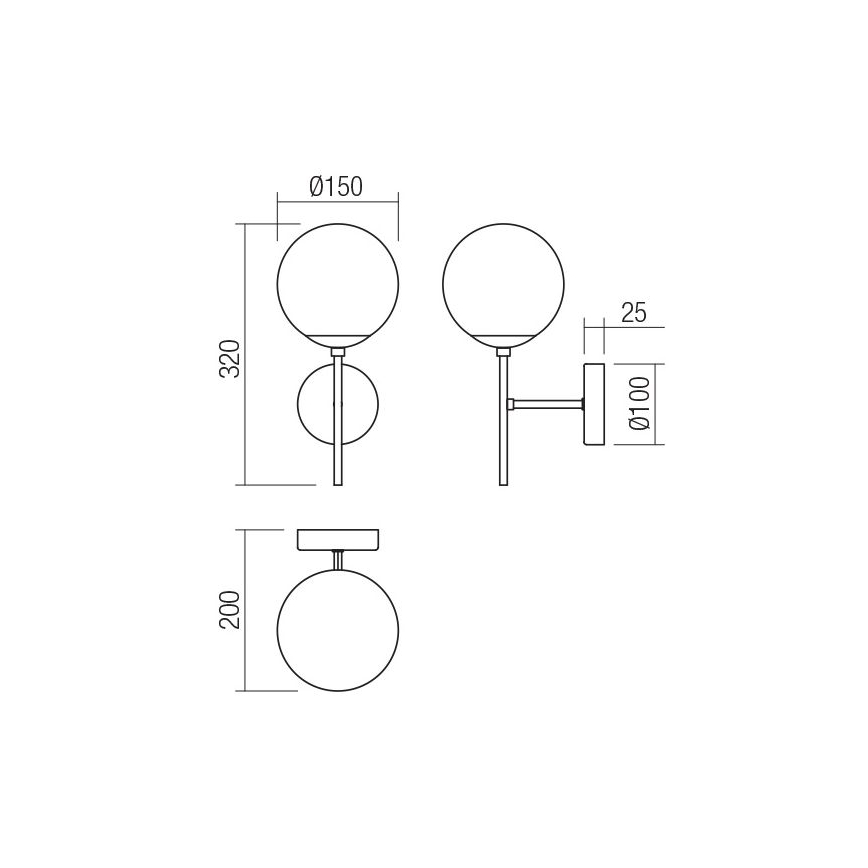 Redo 01-2942 - Λάμπα τοίχου MUNDI 1xE14/28W/230V χαλκός