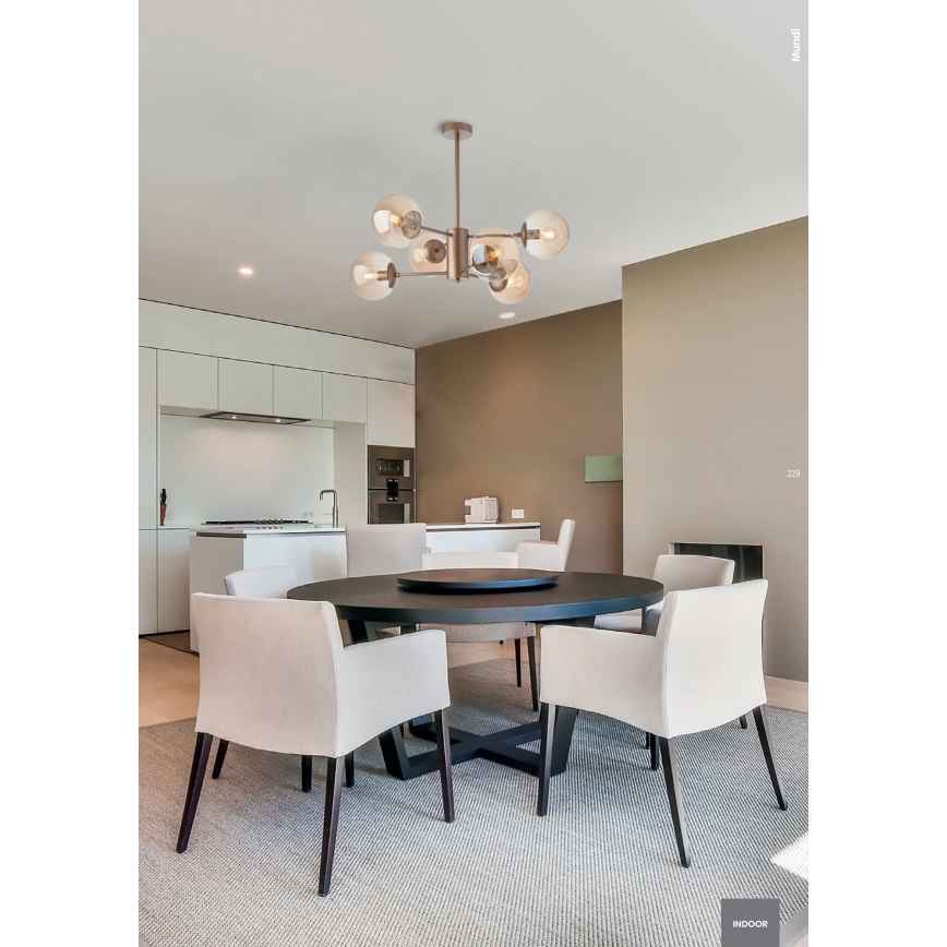 Redo 01-2943 - Φωτιστικό οροφής σε ράβδο MUNDI 6xE14/28W/230V χάλκινο/καπνιστό