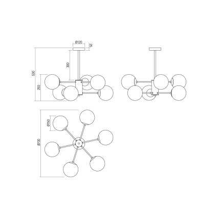 Redo 01-2943 - Φωτιστικό οροφής σε ράβδο MUNDI 6xE14/28W/230V χάλκινο/καπνιστό