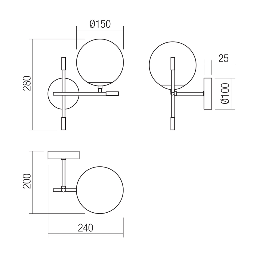 Redo 01-2944 - Φωτιστικό τοίχου ESSENTIAL 1xE14/28W/230V right