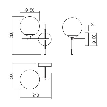 Redo 01-2945 - Φωτιστικό τοίχου ESSENTIAL 1xE14/28W/230V left