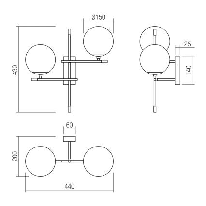 Redo 01-2946 - Φωτιστικό τοίχου ESSENTIAL 2xE14/28W/230V