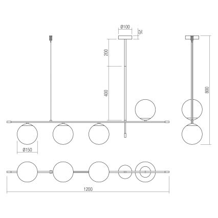 Redo 01-2949 - Κρεμαστό φωτιστικό οροφής ESSENTIAL 4xE14/28W/230V