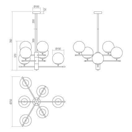 Redo 01-2950 - Κρεμαστό φωτιστικό ESSENTIAL 6xE14/28W/230V