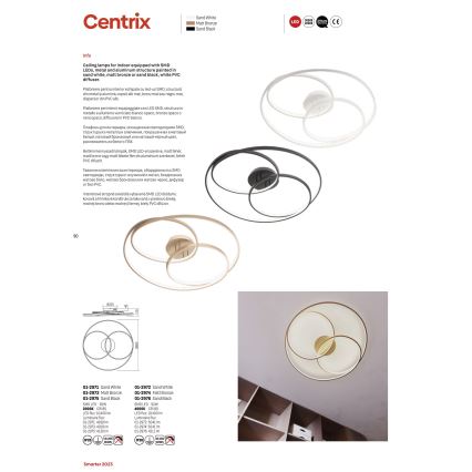 Redo 01-2975 - Φωτιστικό οροφής LED CENTRIX LED/92W/230V μαύρο